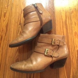 Tan Leather Franco Sarto Boots with Buckles
